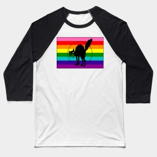 Black Cat LGBTQ Pride Flag (Retro 8) Baseball T-Shirt